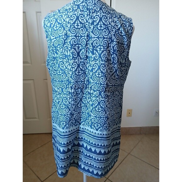 Gap Blouse Women’s Size Medium  V Neck Sleeveless Floral Blue Bohemian Peasant - Picture 2 of 14